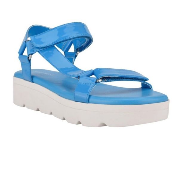 Bringly Flat Sandals Bermuda Blue Patent - Picture 3 of 7